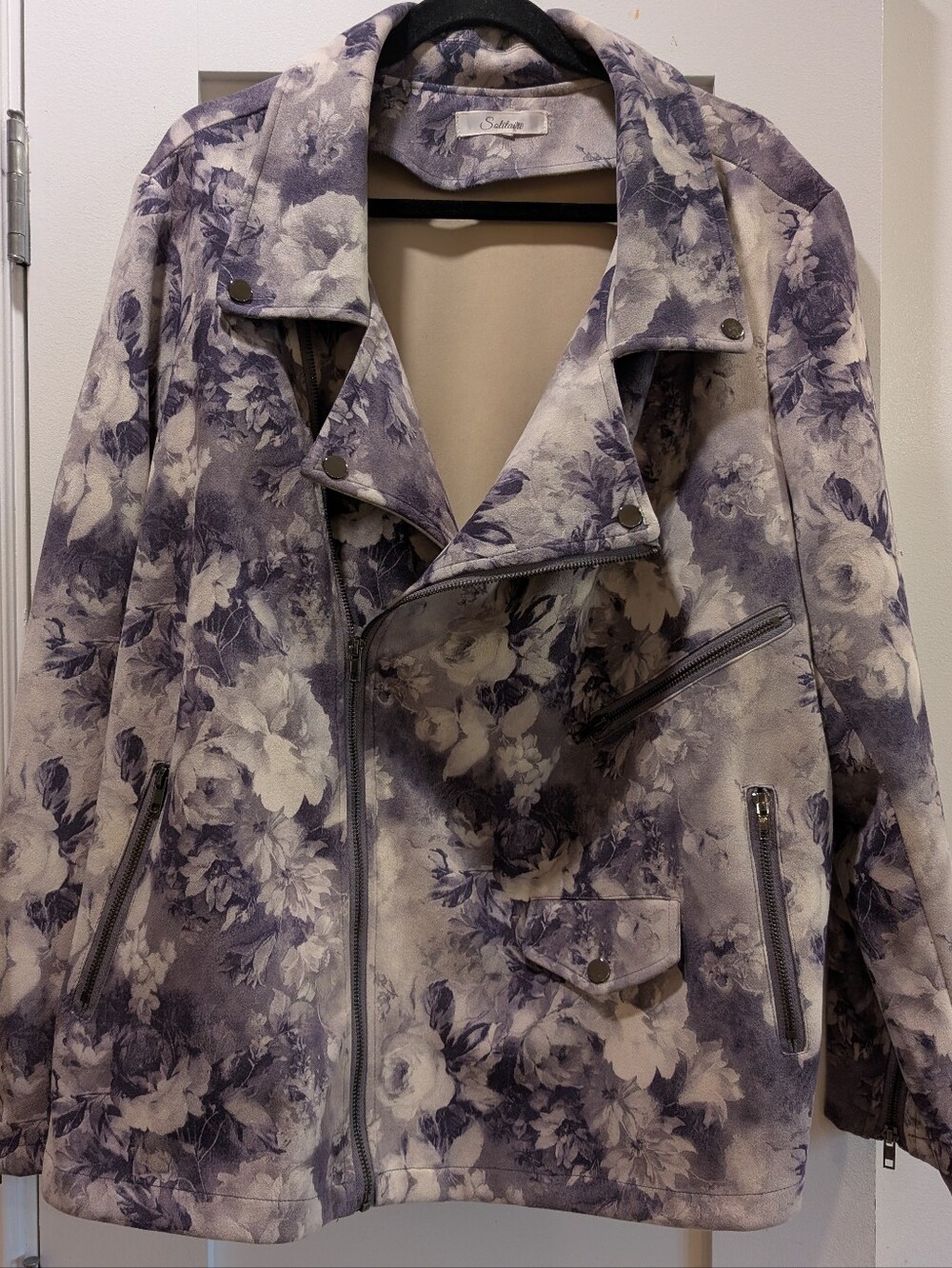 Solitaire Grey/Cream Moto Style Floral Jacket 2XL? See Measurements
